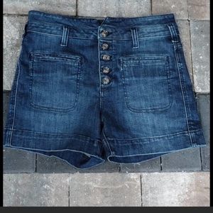 Anthropologie High-rise Slim Denim Jean Shorts  Button Fly 28